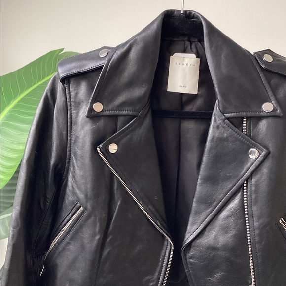 Black Sandro Paris leather jacket - Picture 4 of 4